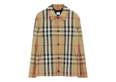 Pre-owned Burberry Men's  Check Nylon Jacket In Black/archive Beige