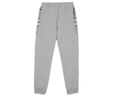 Pre-owned Burberry Men's  Check Panel Cotton Jogging Pants In Pale Grey Melange