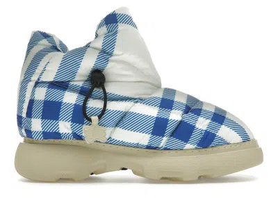 Pre-owned Burberry Men's  Check Pillow Boots Sneakers In Blue/white In Multi