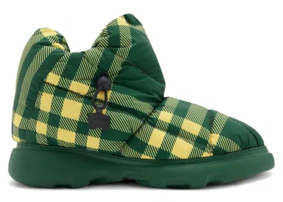 Pre-owned Burberry Men's  Check Pillow Boots Sneakers In Green/white In Multi