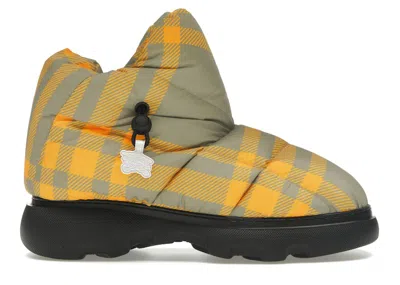 Pre-owned Burberry Men's  Check Pillow Boots Sneakers In Yellow/beige In Multi