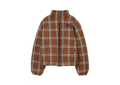Pre-owned Burberry Men's  Check Puffer Jacket In Dark Birch Brown