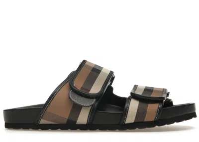 Pre-owned Burberry Men's  Check Sandals Sneakers In Birch Brown/black In Multi