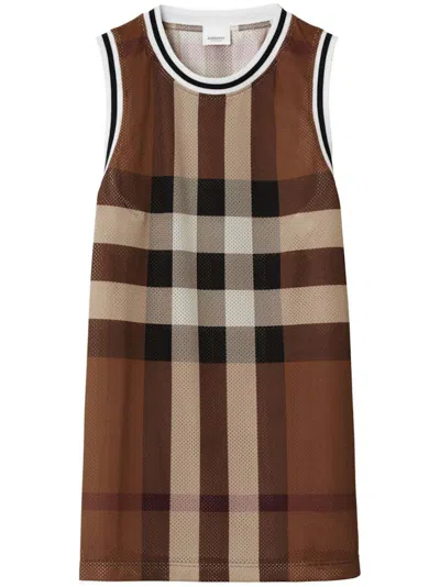 Pre-owned Burberry Men's  Check Tank Top In Brown