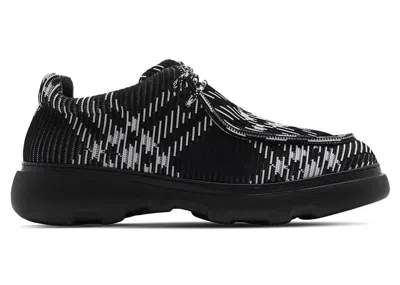 Pre-owned Burberry Men's  Checked Roundtoe Derby Sneakers Sneakers In Black/white In Multi