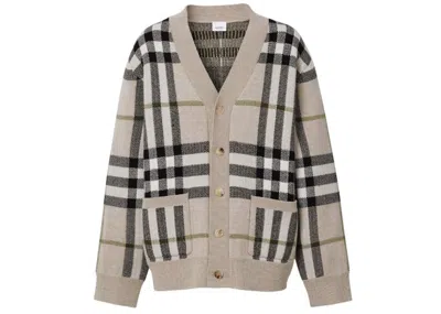 Pre-owned Burberry Men's  Checkpattern Cardigan In Light Brown