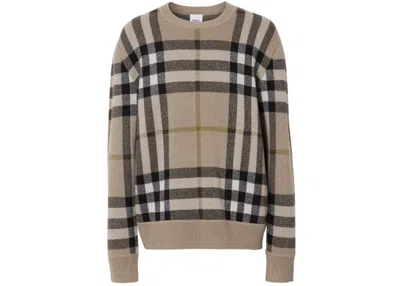 Pre-owned Burberry Men's  Checkpattern Cashmere Jumper In Fawn Brown