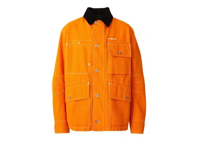 Pre-owned Burberry Men's  Collared Utility Jacket In Orange Black