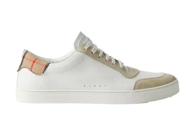 Pre-owned Burberry Men's  Cotton Check Sneakersin Neutral White/beige