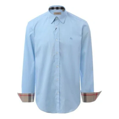 Burberry Men's  Cotton Classic Long Sleeves Shirt Blue