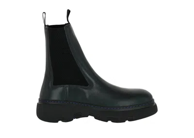 Pre-owned Burberry Men's  Creeper Chelsea Boots Sneakers In Green