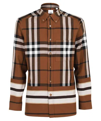 Pre-owned Burberry Men's  Creeton Check Shirt In Brown