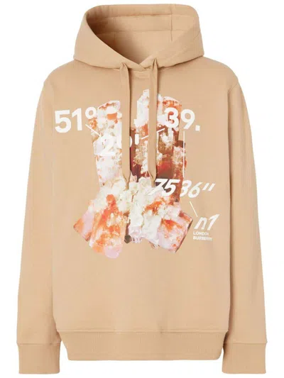 Pre-owned Burberry Men's  Crystal And Coordinates Hoodie In Beige In Sand