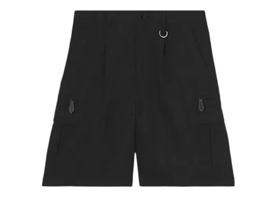 Pre-owned Burberry Men's  Dring Detail Cotton Gabardine Cargo Shorts In Black