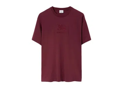 Pre-owned Burberry Men's  Ekd Cotton T-shirt In Deep Crimson In Red