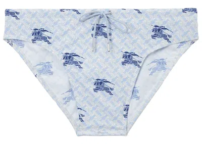 Pre-owned Burberry Men's  Ekd Monogram Drawcord Swim Briefs In Navy Blue