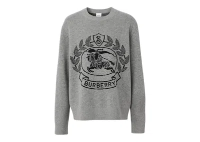 Pre-owned Burberry Men's  Ekd Wool Jacquard Oversized Sweater In Dark Thunder Grey