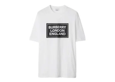 Pre-owned Burberry Men's  Ellison Logo Print T-shirt In White