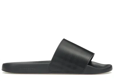 Pre-owned Burberry Men's  Embossed Logo Slides Sneakers In Dark Blue/black In Multi