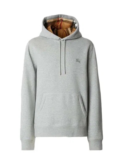 Pre-owned Burberry Men's  Embroidered Ekd Cotton Blend Hoodie In Pale Grey Melange