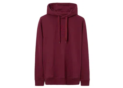 Pre-owned Burberry Men's  Embroidered Ekd Cotton Hoodie In Deep Crimson
