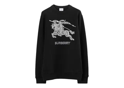 Pre-owned Burberry Men's  Embroidered Ekd Cotton Sweatshirt In Black