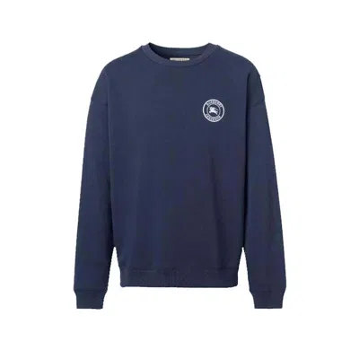 Pre-owned Burberry Men's  Embroidered Logo Cotton Sweatshirt In Navy Blue