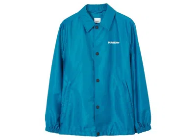 Pre-owned Burberry Men's  Embroidered Logo Jacket In Blue