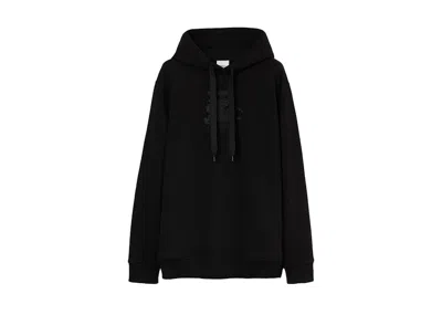 Pre-owned Burberry Men's  Embroidered Monogram Ekd Cotton Hoodie In Black