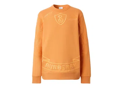 Pre-owned Burberry Men's  Embroidered Oak Leaf Crest Cotton Sweatshirt In Dusty Orange