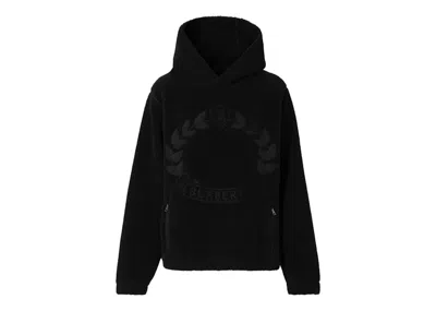 Pre-owned Burberry Men's  Embroidered Oak Leaf Crest Fleece Hoodie In Black