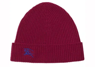 Pre-owned Burberry Men's  Equestrian Knight Logo Beanie In Burgundy
