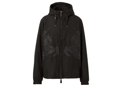 Pre-owned Burberry Men's  Equestrian Knight Printed Jacket In Black