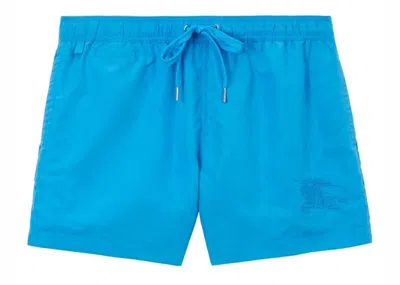 Pre-owned Burberry Men's  Equestrian Knight Swim Shorts In Cerulean Blue