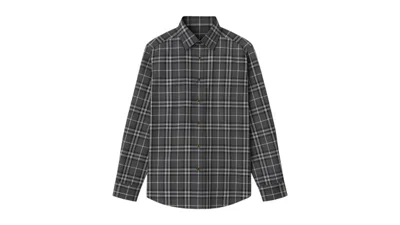 Pre-owned Burberry Men's  Flannel Check Cotton Shirt In Grey In Gray