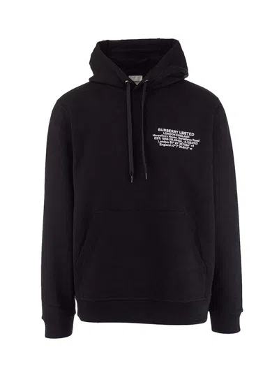 Pre-owned Burberry Men's  Geographic Coordinates Hoodie In Black