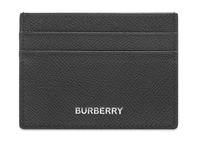 Pre-owned Burberry Men's  Grainy Leather Card Case (4 Card Slot) In Black