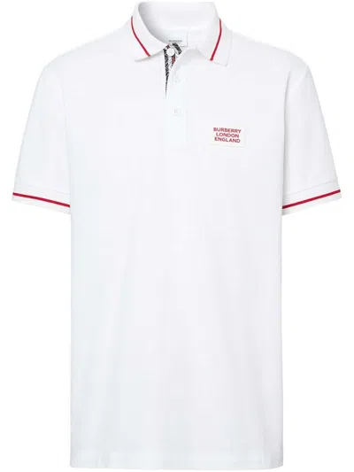 Pre-owned Burberry Men's  Grenford Polo Shirt In White