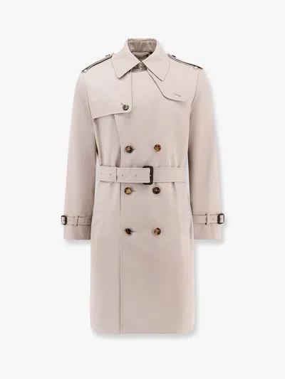 Burberry Men Cotton Blend Trench With Check Lining In Pink