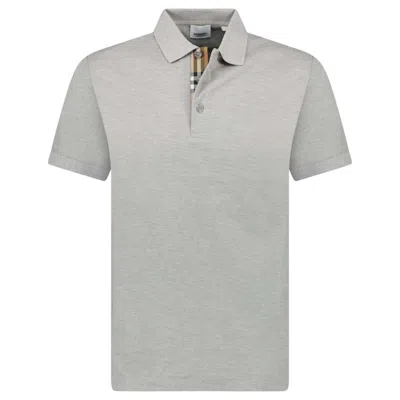 Pre-owned Burberry Men's  Hartford Check Placket Polo Shirt In Grey In Gray