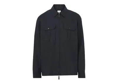 Pre-owned Burberry Men's  Hawes Cotton Zip Up Jacket In Navy Blue