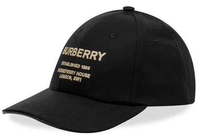 Pre-owned Burberry Men's  Horseferry Embroideredlogo Baseball Cap In Black