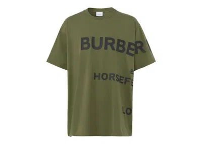 Pre-owned Burberry Men's  Horseferry Print Cotton Oversized T-shirt In Olive/black In Multi
