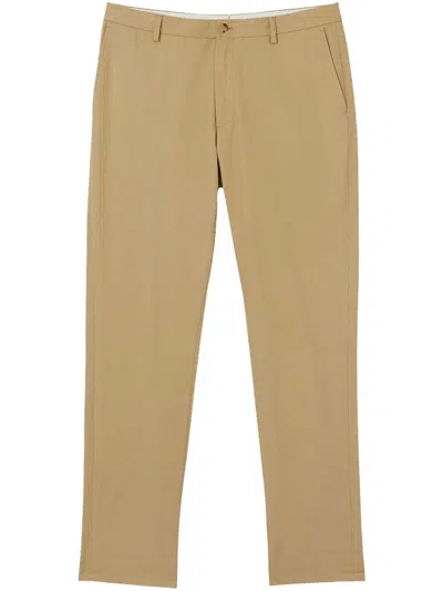 Pre-owned Burberry Men's  Icon Stripe Inside Detail Slim Fit Chinos In Beige