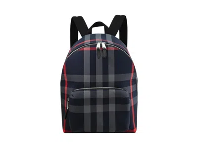 Pre-owned Burberry Men's  Jeff Check Backpack In Navy Blue/grey In Multi