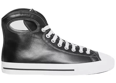 Pre-owned Burberry Men's  Larkhall Hightop Sneakers Leatherin Black/white In Multi