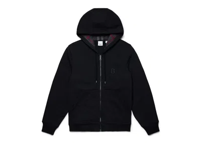 Pre-owned Burberry Men's  Letter Graphic Cotton Blend Zip Hoodie In Black