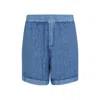 Burberry Linen Shorts With Drawstrings In Blue