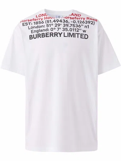 Pre-owned Burberry Men's  Locationprint T-shirt In White/black/red In Multi