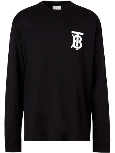 Pre-owned Burberry Men's  Logo Cotton Long Sleeve T-shirt In Black